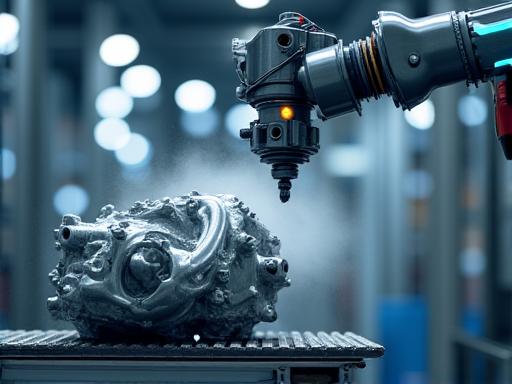 Industriel robotarm sprøjter maling på en bildel